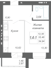 1-комнатная, 34.94м²