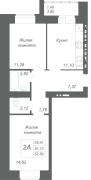2-комнатная, 52.5м²