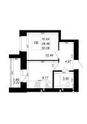 1-комнатная, 30.08м²