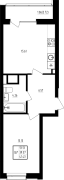 1-комнатная, 41.43м²