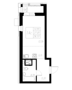 1-комнатная, 28.33м²