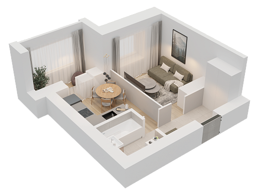 1-комнатная,31.75 м² в ЖК Радужный-2
