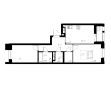 2-комнатная, 56.3м²