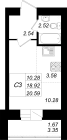 1-комнатная, 20.59м²