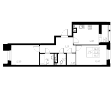 2-комнатная, 55.07м²