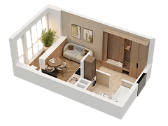 1-комнатная, 23.18м²