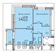 2-комнатная, 58.26м²