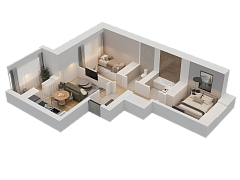 2-комнатная, 53.7м²