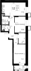 2-комнатная, 61.4м²