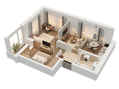 2-комнатная, 57.06м²