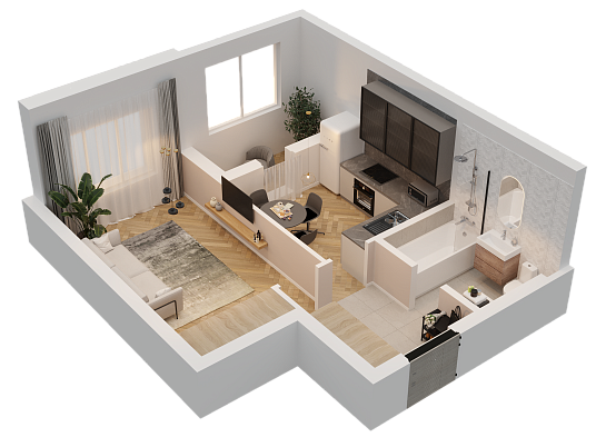 1-комнатная,40.54 м² в ЖК Династия