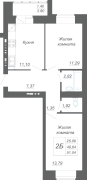 2-комнатная, 51.04м² 2-комнатная, 51.04м²