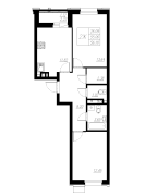 2-комнатная, 56.18м²