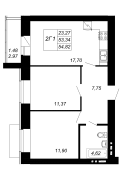 2-комнатная, 54.82м²