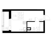 1-комнатная, 23.18м²