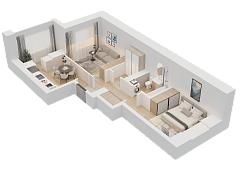 2-комнатная, 51.55м²