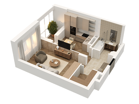 1-комнатная,37.24 м² в ЖК Статный
