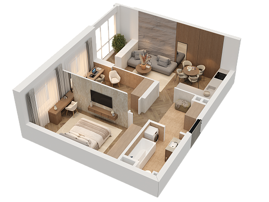 2-комнатная,53.17 м² в ЖК Статный