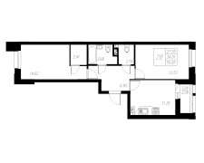 2-комнатная, 55.05м²