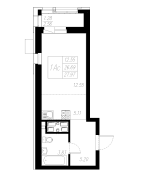 1-комнатная, 27.97м²