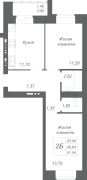 2-комнатная, 51.04м²