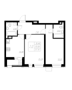2-комнатная, 57.1м²