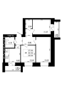 3-комнатная, 65.54м²