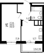 1-комнатная, 36.32м²