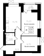 2-комнатная, 53.14м²