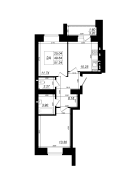 2-комнатная, 51.24м²