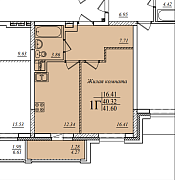 1-комнатная, 41.6м²