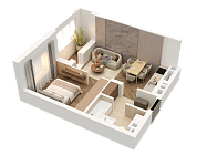 1-комнатная, 35.91м²