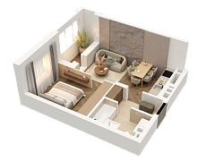 1-комнатная, 35.91м²