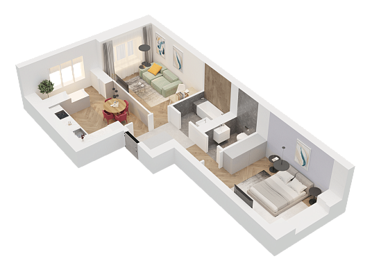 2-комнатная,56.7 м² в ЖК Династия