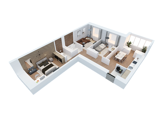 3-комнатная,69.36 м² в ЖК Радужный-2