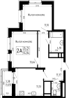 2-комнатная, 54.84м²