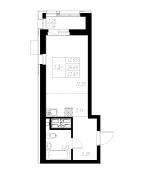 1-комнатная, 27.97м²