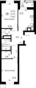 2-комнатная, 53.82м²