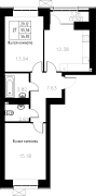 2-комнатная, 56.82м²