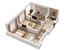 2-комнатная, 57.1м²