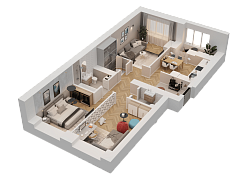 3-комнатная, 76.98м²