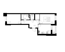 2-комнатная, 55.06м²