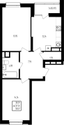 2-комнатная, 58.67м²