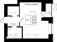 1-комнатная, 30.95м²