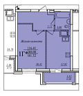 1-комнатная, 41.32м²