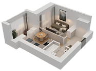 1-комнатная, 31.75м²