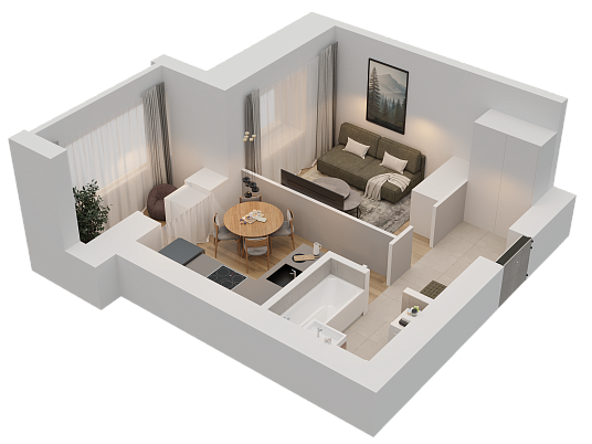 1-комнатная,31.75 м² в ЖК Радужный-2