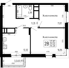 2-комнатная, 54.2м²