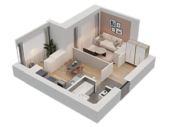 1-комнатная, 38.34м²