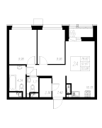 2-комнатная, 53.08м²